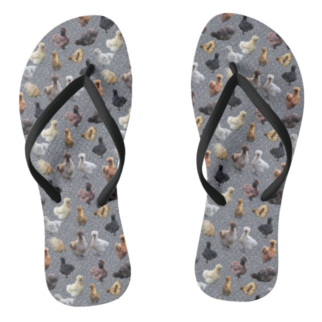 Silkie Bantam Chickens im Glitzer Hintergrund Flip Flops (Fußbett)