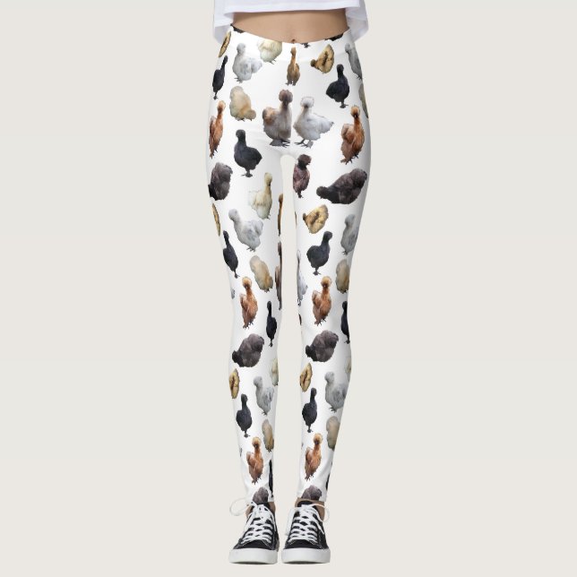 Silkie Bantam Chickens Leggings (Vorderseite)