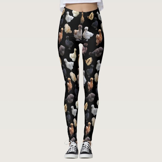 Silkie Bantam Chickens Leggings (Vorderseite)