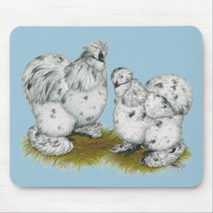 Silkie Bantam Splash Chickens Mousepad