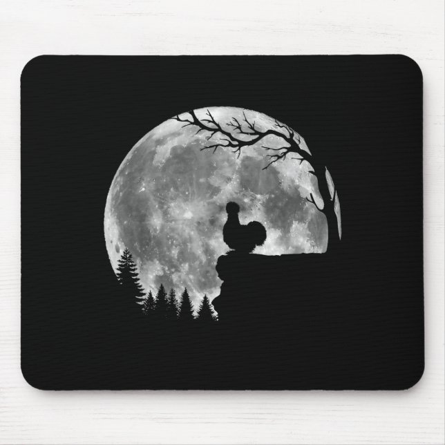 Silkie Chicken Moon Silhouette Funny Lazy Hallowee Mousepad (Vorne)