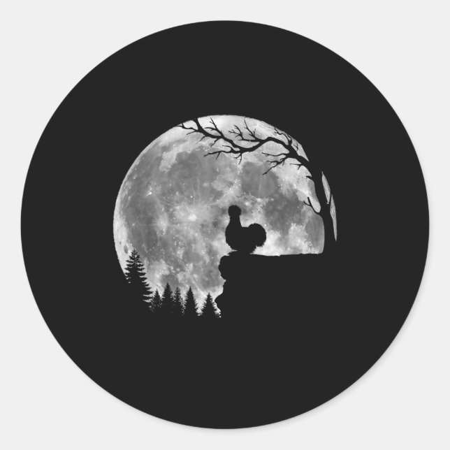 Silkie Chicken Moon Silhouette Funny Lazy Hallowee Runder Aufkleber (Vorderseite)