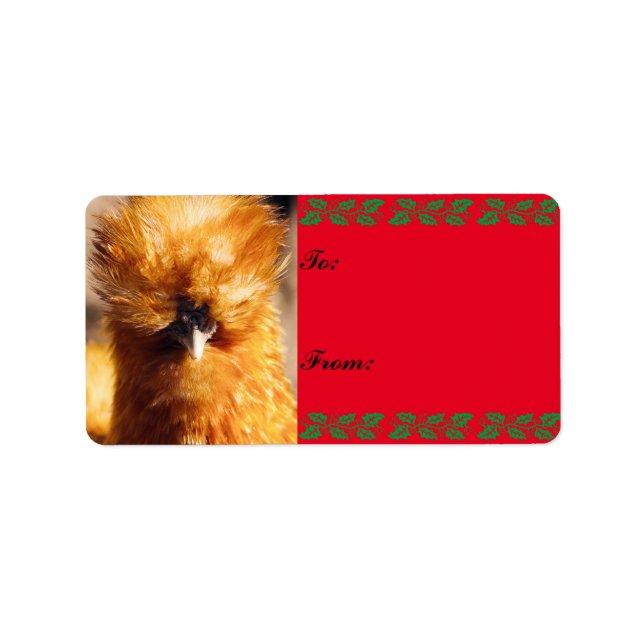 Silkie Chicken Nah Up Weihnachtsgeschenk Tag Adressaufkleber (Vorne)