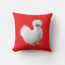 Silkie-Huhn auf Rot