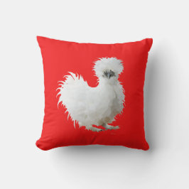 Silkie-Huhn auf Rot Kissen