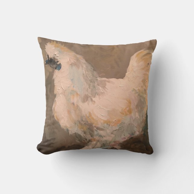 Silkie Huhn Malerei mit 16 x 16 Kissen vom jac (Vorderseite)