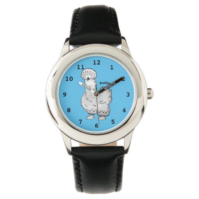 Silkie-Hühner-Cartoon Armbanduhr (Vorderseite)