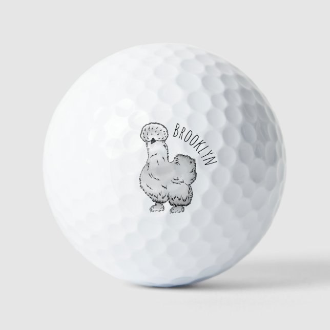 Silkie-Hühner-Cartoon Golfball (Vorderseite)
