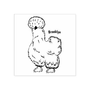 Silkie-Hühner-Cartoon Gummistempel