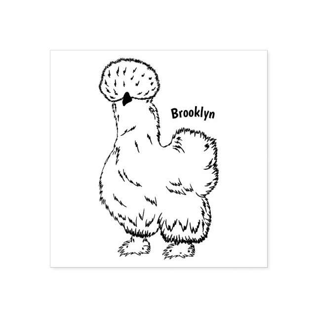 Silkie-Hühner-Cartoon Gummistempel (Prägung)