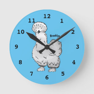 Silkie-Hühner-Cartoon Runde Wanduhr
