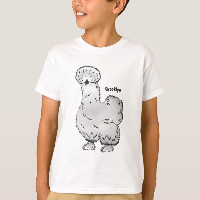 Silkie-Hühner-Cartoon T-Shirt (Vorderseite)
