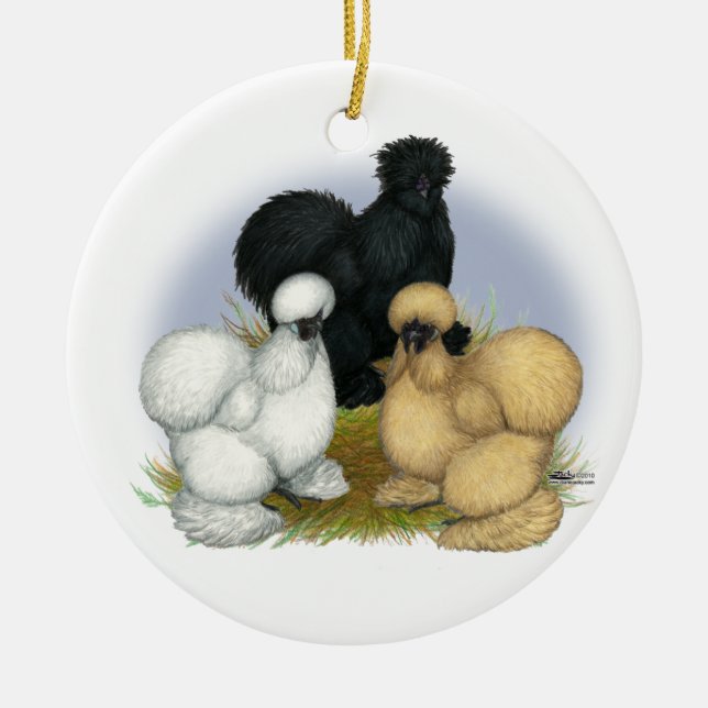 Silkie Trio Keramik Ornament (Vorne)
