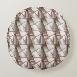 Silky beige mit Relief- oder Tiefenformen Rundes Kissen