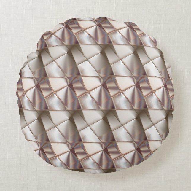Silky beige mit Relief- oder Tiefenformen Rundes Kissen (Vorderseite)