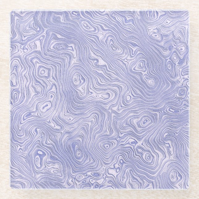 Silky Blue Moire Muster Glasuntersetzer (Vorderseite)
