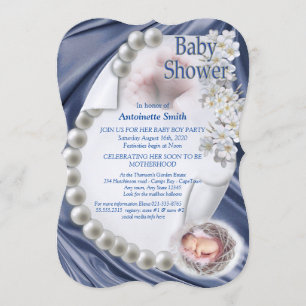 Silky Blue Pearl Baby Dusche Einladung