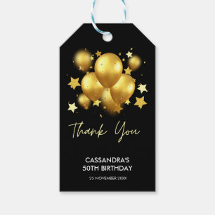 Silky Golden Balloons Stars Black Birthday Geschenkanhänger