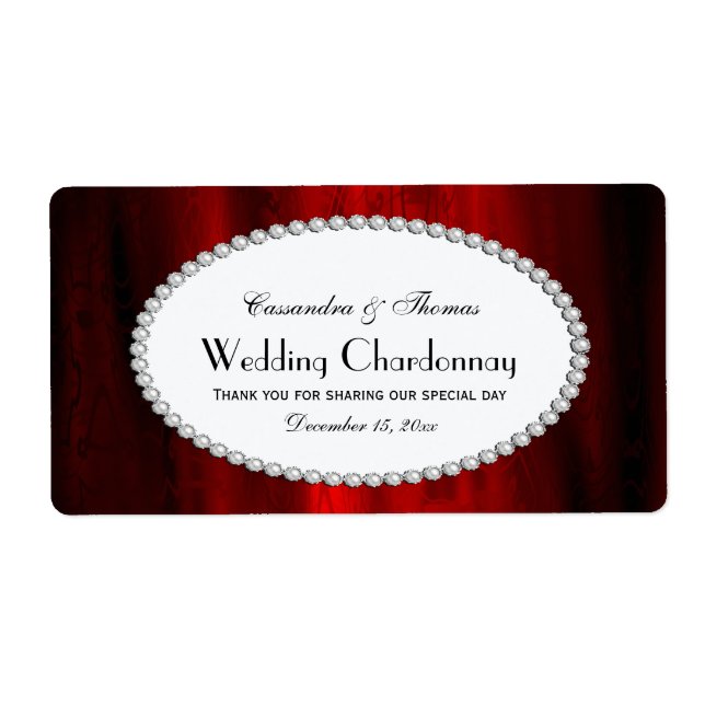 Silky Red Pearl H Wine Bottle Label (Vorne)