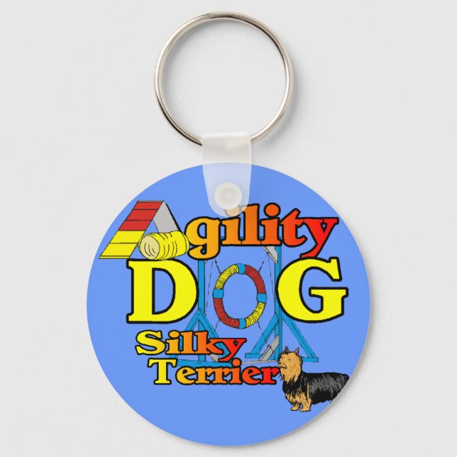 Silky_Terrier_Agility Geschenke Schlüsselanhänger (Vorderseite)