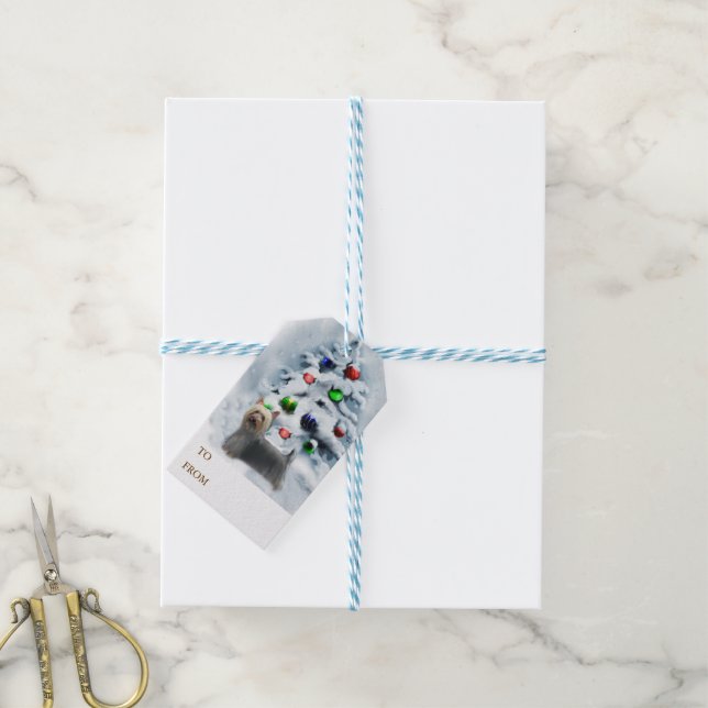 Silky Terrier Christmas Geschenkanhänger (Mit Garn)