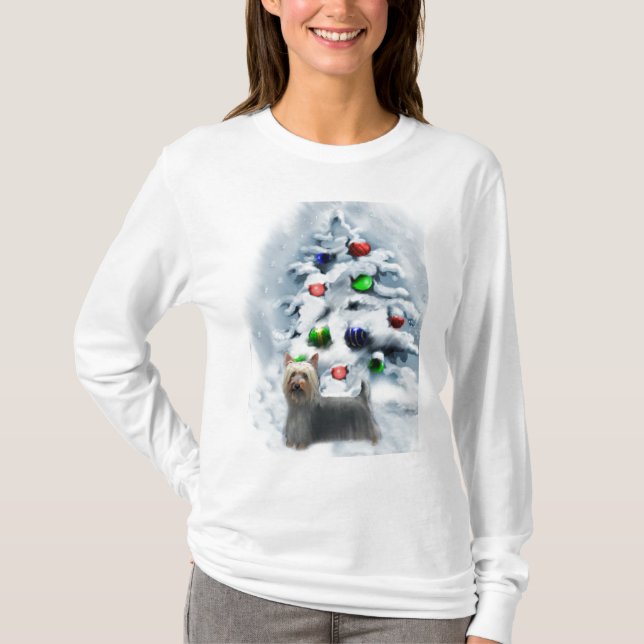Silky Terrier Christmas Geschenke T-Shirt (Vorderseite)
