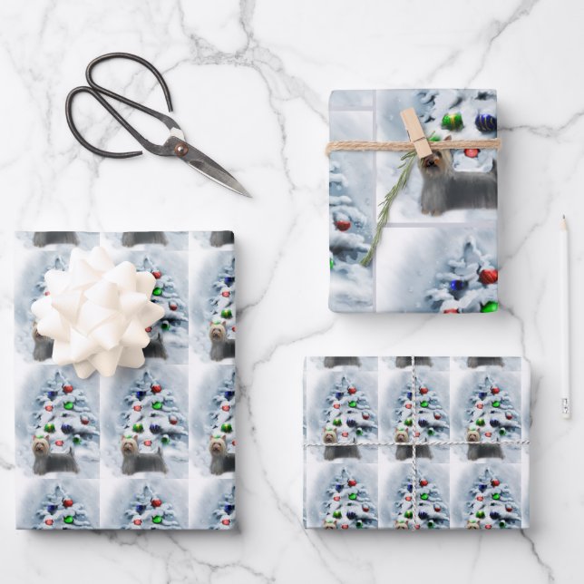 Silky Terrier Christmas Geschenkpapier Set (Vorderseite)