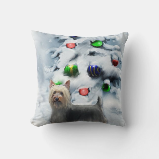 Silky Terrier Christmas Kissen (Vorderseite)