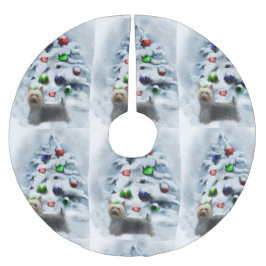 Silky Terrier Christmas Polyester Weihnachtsbaumdecke