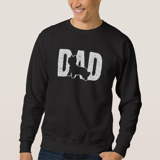 silky terrier Dad Father Silhouette Dog Sweatshirt (Vorderseite)