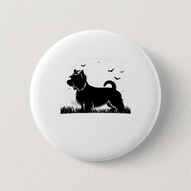 Silky Terrier Dog � Halloween Moon Silhouette Clas Button (Vorderseite)