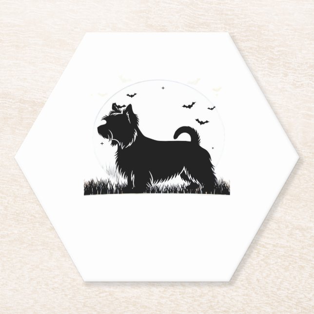 Silky Terrier Dog � Halloween Moon Silhouette Clas Untersetzer (Vorderseite)