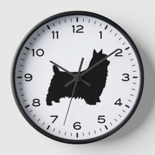 Silky Terrier Dog Rasse Silhouette Uhr