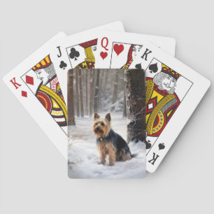 Silky Terrier Lass es schneien Weihnachten Spielkarten