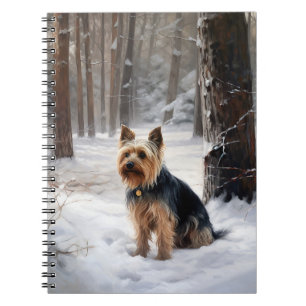 Silky Terrier lässt es Weihnachten schnee Notizblock