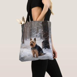 Silky Terrier lässt es Weihnachten schnee Tasche