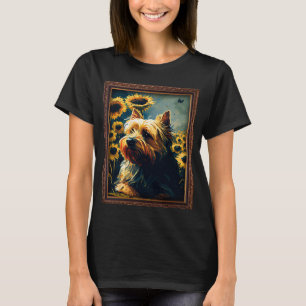 Silky Terrier Malerei Sonnenblumen Blume Mama Frau T-Shirt