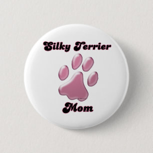 Silky Terrier Mama Pink Pawprint - Schaltfläche Button