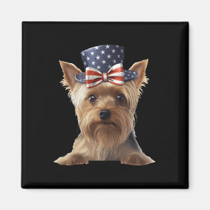 Silky Terrier mit dem Patrioten US-Amerikaner unab Magnet