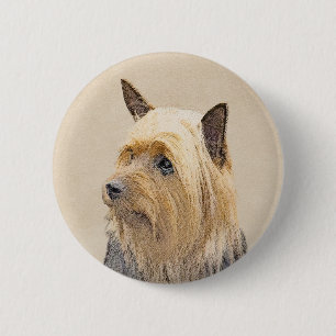 Silky Terrier Painting - Niedliche Original Dog Ar Button