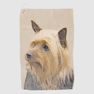 Silky Terrier Painting - Niedliche Original Dog Ar Golfhandtuch