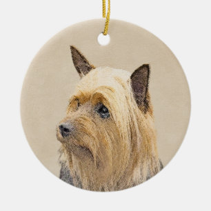 Silky Terrier Painting - Niedliche Original Dog Ar Keramikornament