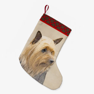 Silky Terrier Painting - Niedliche Original Dog Ar Kleiner Weihnachtsstrumpf