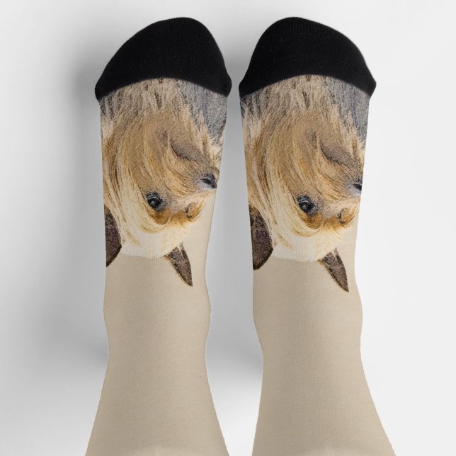 Silky Terrier Painting - Niedliche Original Dog Ar Socken (Oben)