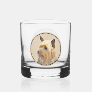 Silky Terrier Painting - Niedliche Original Dog Ar Whiskyglas