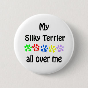 Silky Terrier Walks Design Button