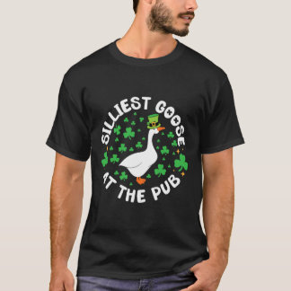 Silliest Goose At The Pub Funny Shamrock St Patric T-Shirt