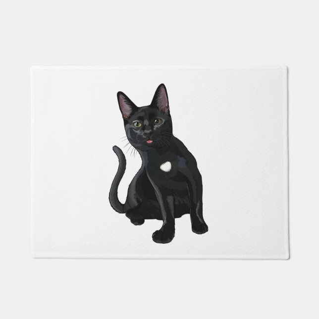 Silly Black Cat Blep Classic T-Shirt Fußmatte (Vorderseite)