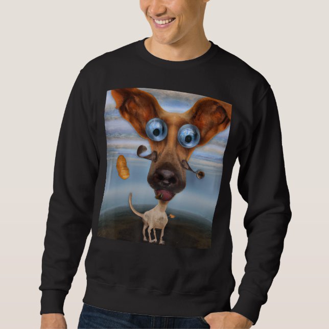 Silly dog cute puppy artwork pup doggy portrait hu sweatshirt (Vorderseite)