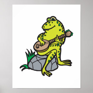 silly frog playing guitar poster